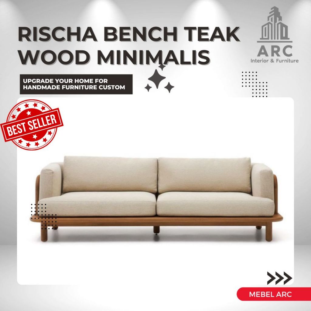 Sofa Bench Kayu Jati Minimalis / Kursi Sofa Bench Kayu Jati