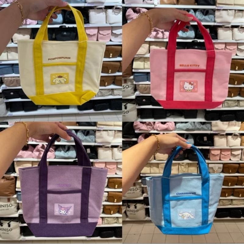 Official BALI MINISO Sanrio Fruit Series Handheld Shopping Bag Tote Bag Cinnamoroll Tas Cinnamoroll 