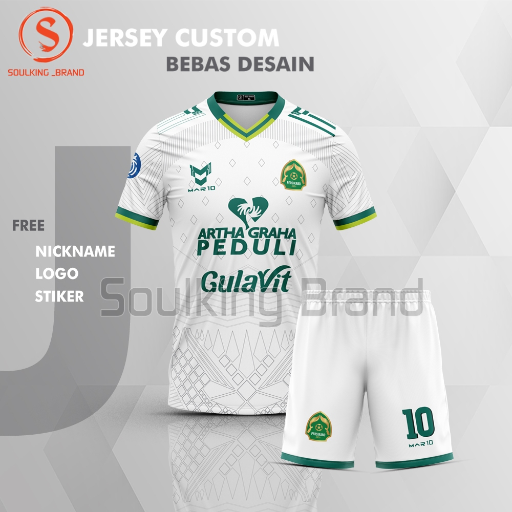 Baju Bola Persikabo 2024 Away Liga 1 Indonesia Free Custom Nama Warna Putih Hijau Sport