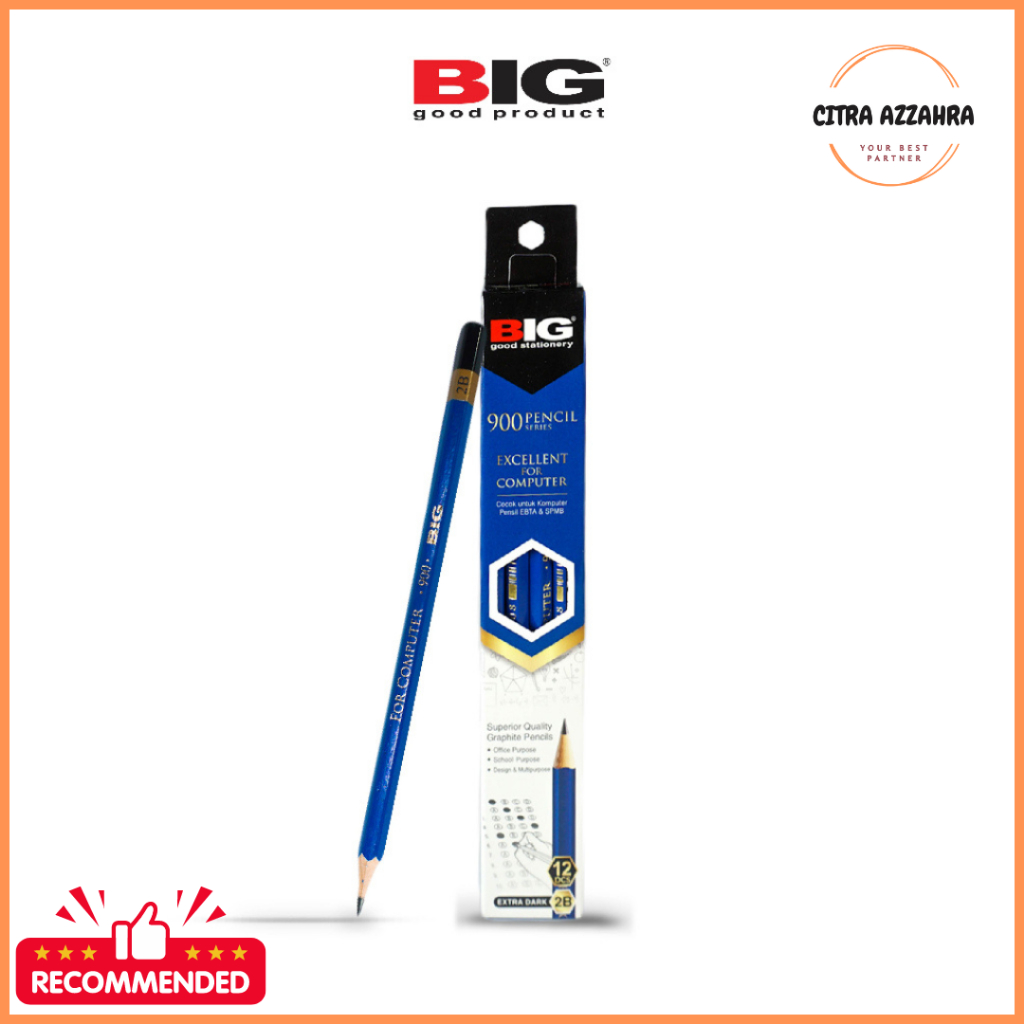 

ISI 12 Pcs BIG Pensil 2B Standar Ujian Komputer Graphite Pencil Extra Dark PS-900