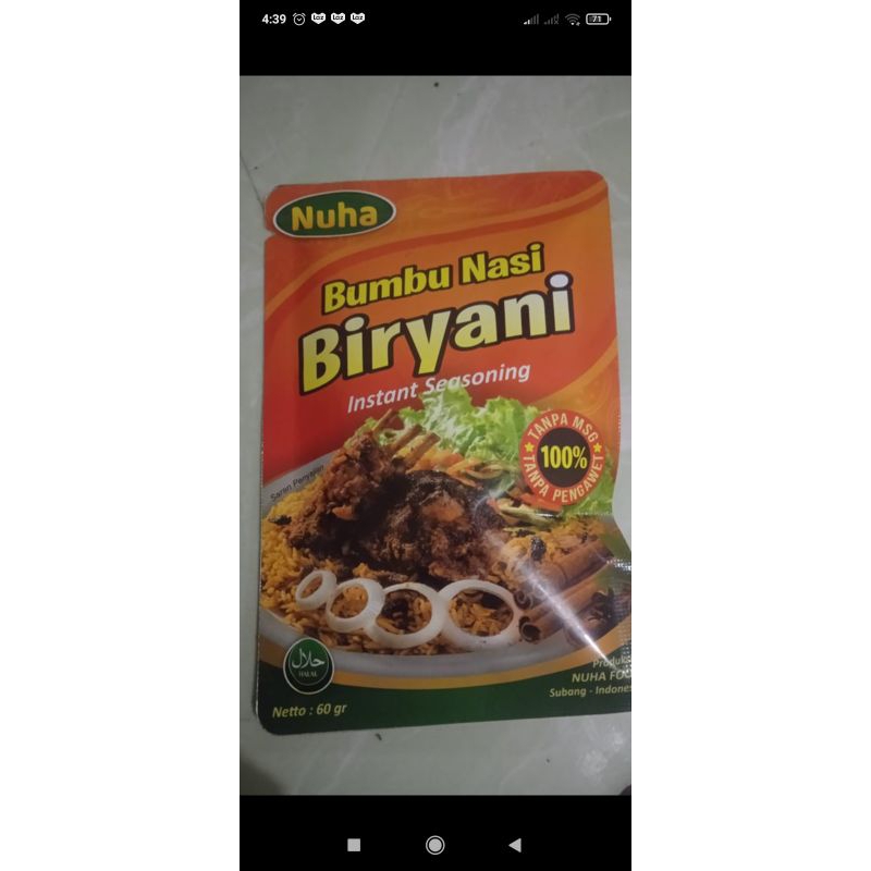 

NUHA BUMBU NASI BIRYANI 100℅HALAL