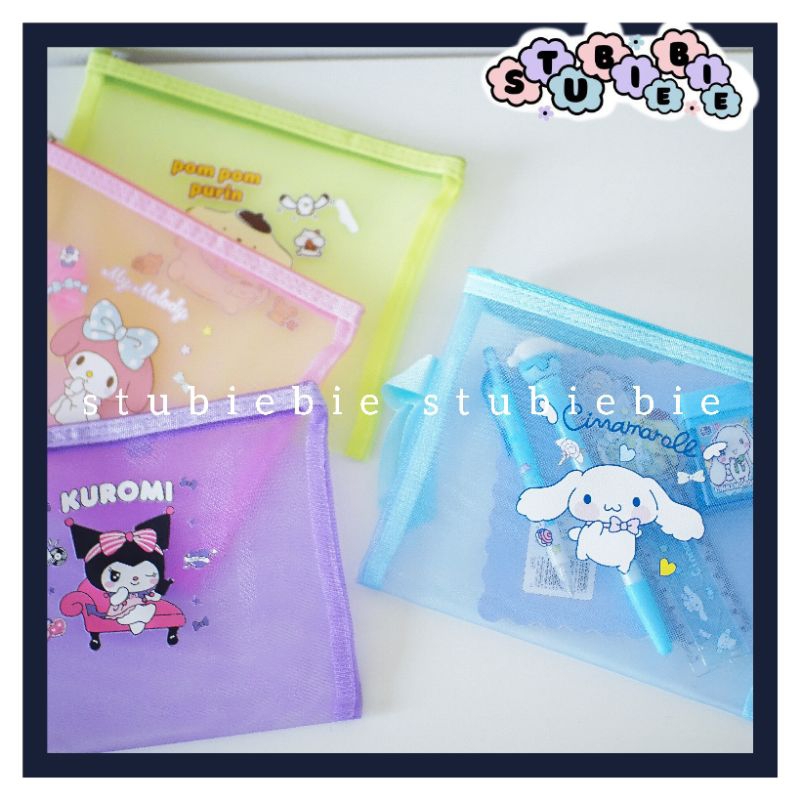 

(TPK02) Pouch jaring sanrio 22cm x 17cm Tempat penyimpanan Besar Pouch Make Up Pouch Kuromi melody Map Folder mini