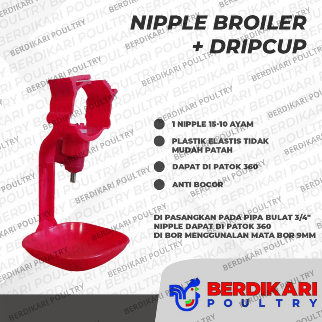 Nipple Broiler + Cup Pipa Bulat - Nipple - Nipel - Napel - Nippel - Niple - Nipel - Nepel - wadah ay