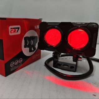 lampu tembak 2 mata 2 warna  Putih Kuning + devil Cr7