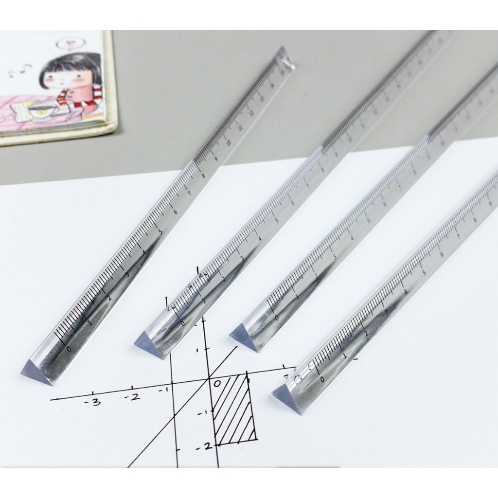 

Penggaris / Mistar Prisma Segitiga Plastik Transparan / Bening / Plastic Transparent / Clear Triangular Prism Ruler