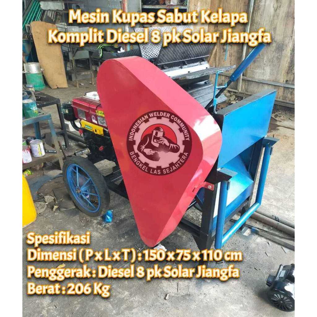 Mesin Kupas Sabut Kelapa Komplit Diesel 8 pk Solar Jiangfa