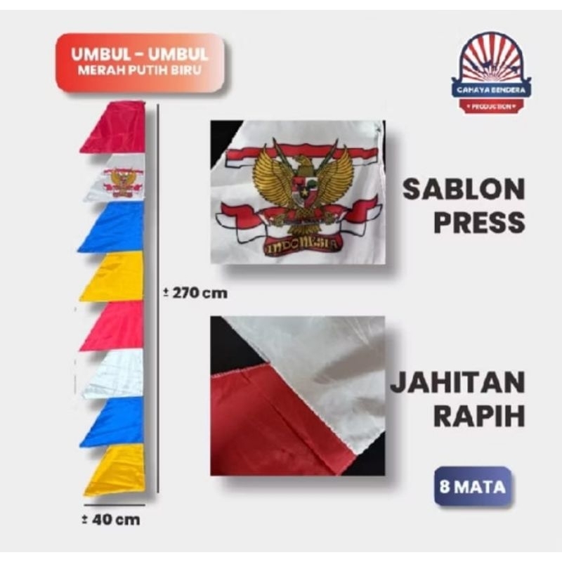 BENDERA UMBUL UMBUL / BENDERA WARNA WARNI MERAH PUTIH 2,7 METER