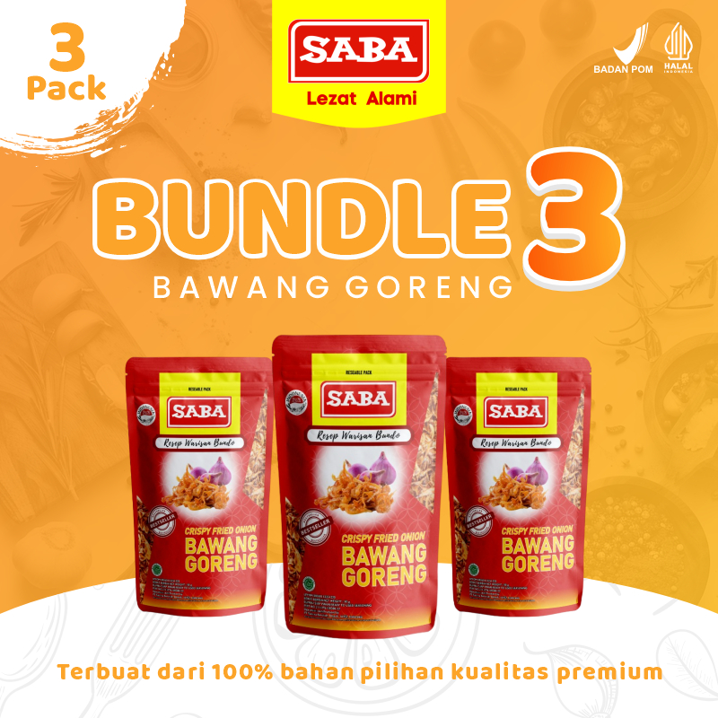 

SABA - 3 Pcs Bawang Goreng Premium 50 gr BPOM Bawang Goreng Asli Sehat Alami