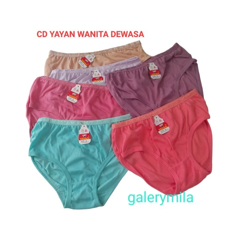 6 PCS CELANA DALAM WANITA DEWASA YAYAN / CD WANITA DEWASA WARNA POLOS  / CD YAYAN