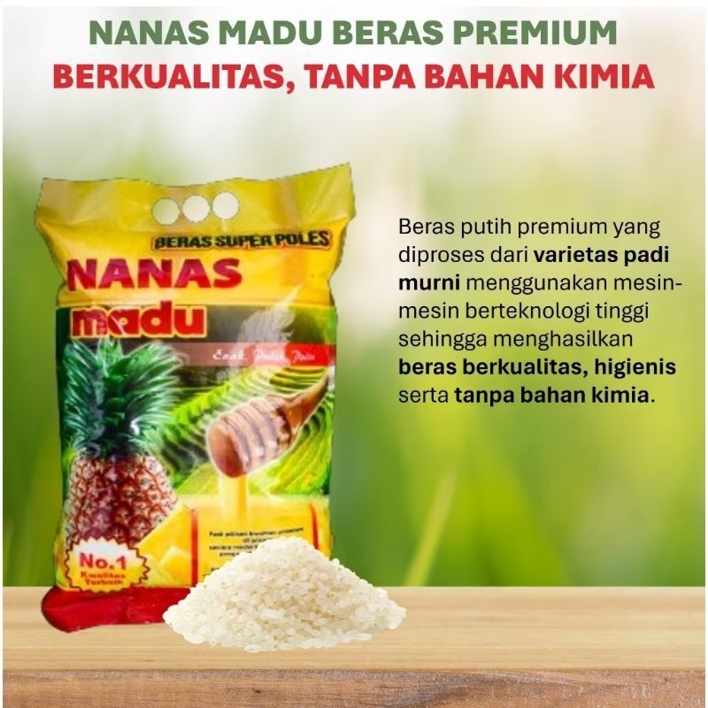 

Beras putih Nanas Madu dan Putra Mahkota premium 5 kg