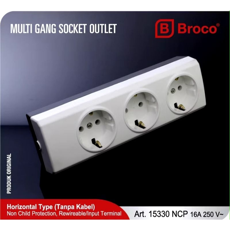 stop kontak broco 3 LUBANG