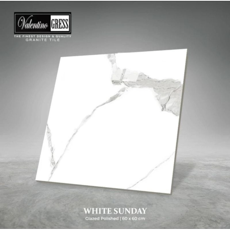 granit lantai 60x60 white sunday valentino gress nano polish