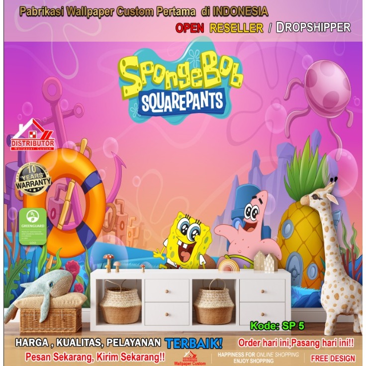Wallpaper Dinding Custom 3D Animasi Anak | Animasi spongebob | Wallpaper Request Gambar | Wallpaper 