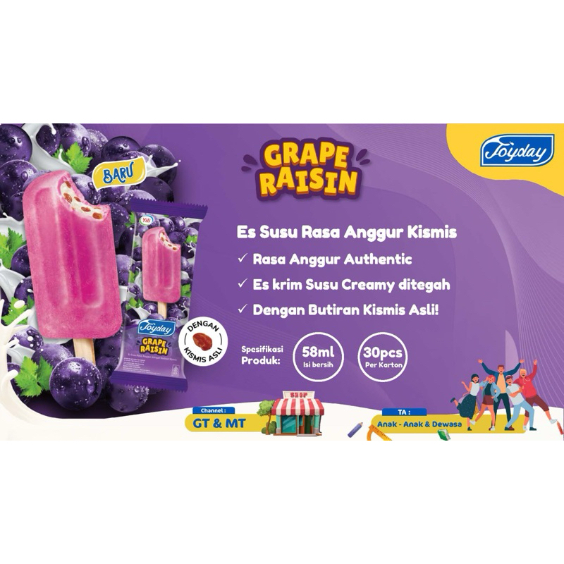 

Grape Raisin (Joyday Ice Cream) - 1 BOX isi 30 PCS
