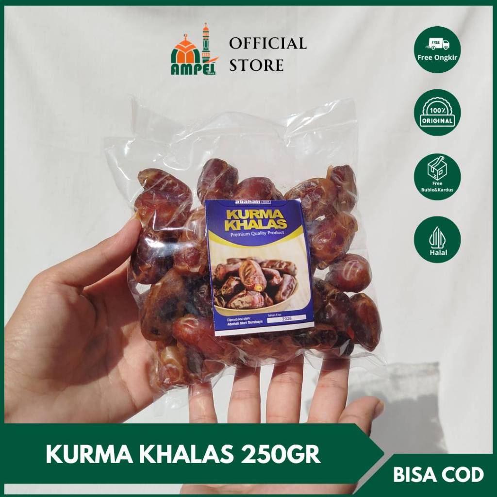 

Kurma KHALAS Premium 250gr Asli Dubai Untuk Buka Puasa Mesir Golden Valley Manis Kholas Nabeez ASI