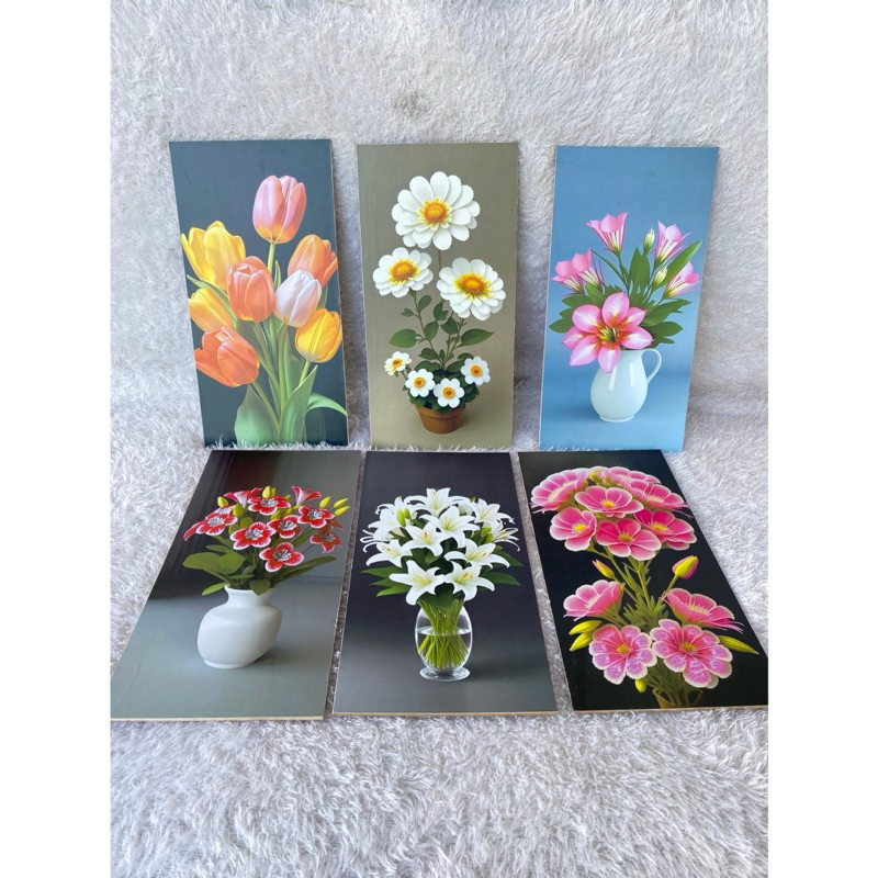 Hiasan Dinding Estetick Motif Bunga Papan Mdf 15x30cm