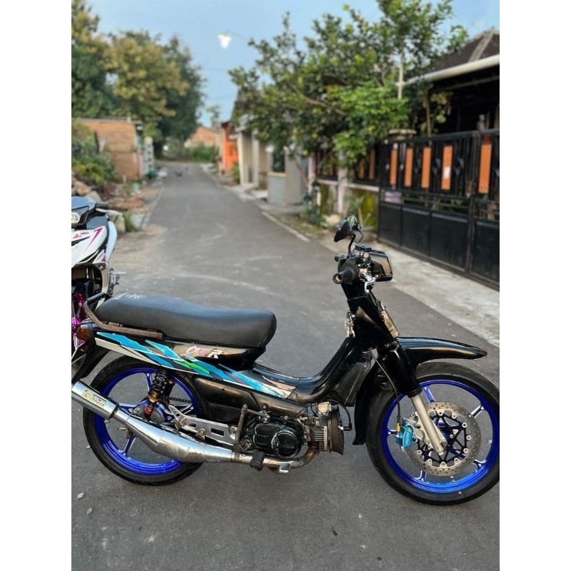 Striping sticker lis standar yamaha alfa tahun 1993 warna biru stiker alfa 1992 1993 1994 biru hijau