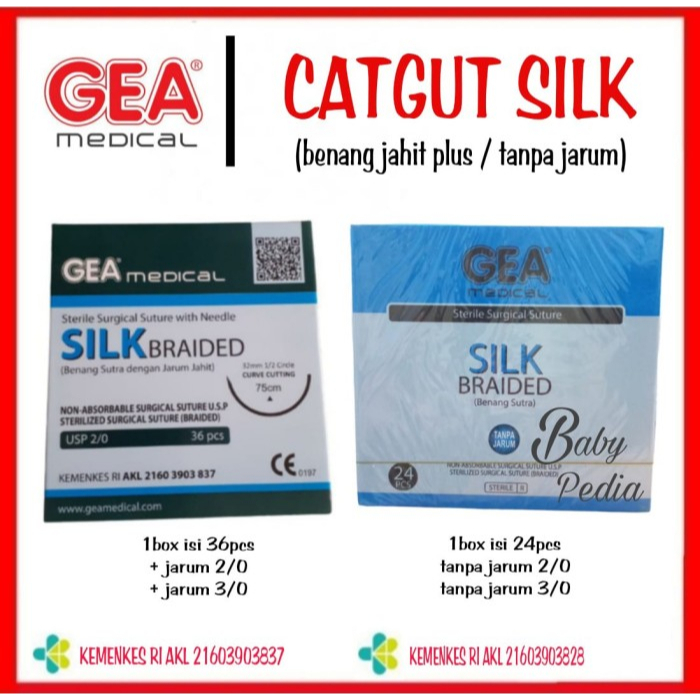 BabyPedia Catgut Silk GEA Benang Jahit Silk Benang Operasi Silk GEA ONEHEALTH