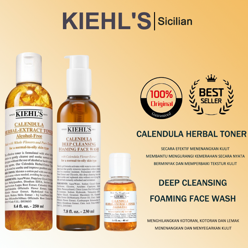 Kiehl's Calendula Herbal Extract Alcohol-Free Toner 40ML 250ML /Kiehls Deep Cleansing Foaming Face W