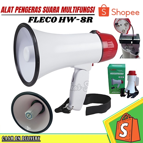 NEW COD MEGAPHONE SEDANG FLECO MULTIFUNGSI FLECO HW-8R TERMURAH / TOA PENGERAS SUARA HW-8R