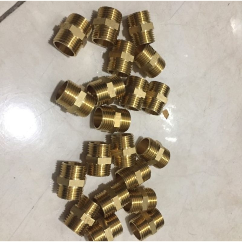 Double Nepel 1/2" Inch Stainless / Double Nepel 1/2" Kuningan / Double Nepel Drat Luar