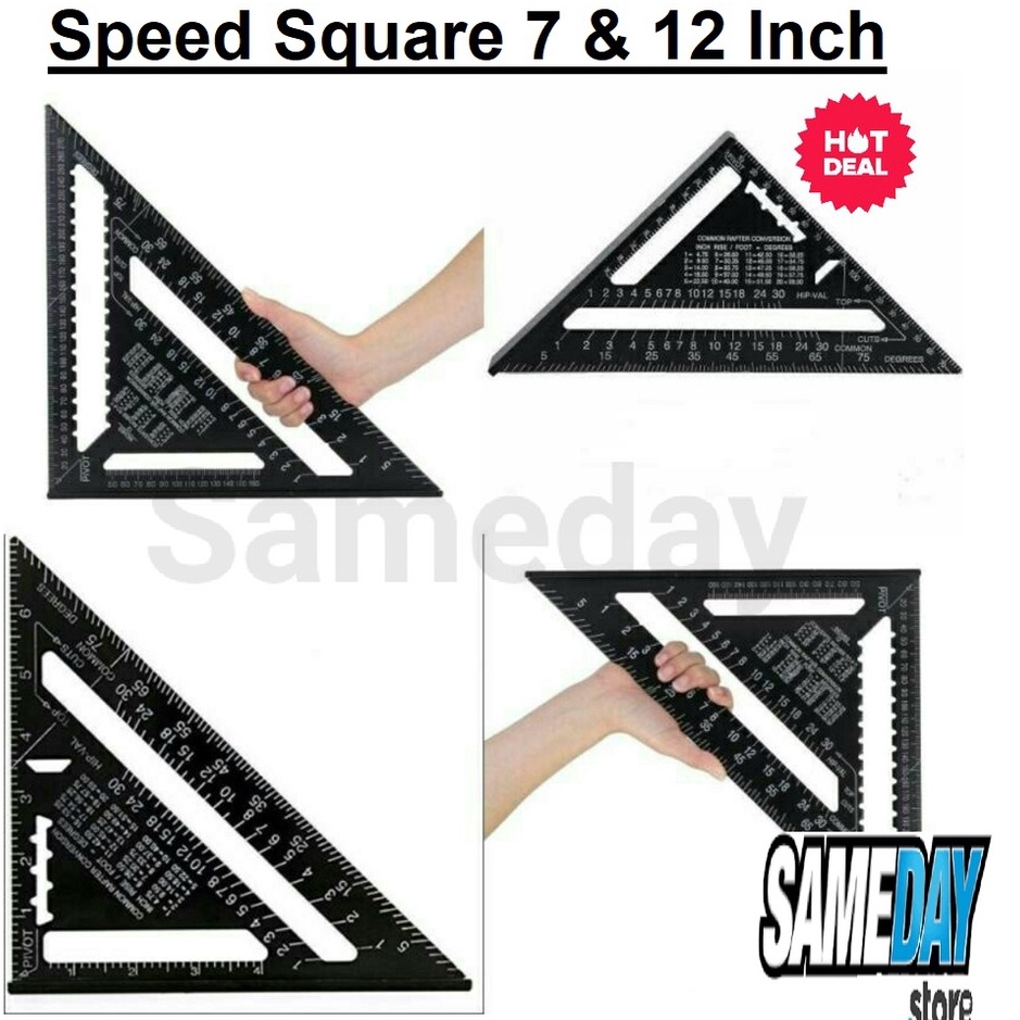 

KODE I37E Speed Square Penggaris Siku Segitiga Sudut Carpenter Woodworking 7 inch 12Inch Metric