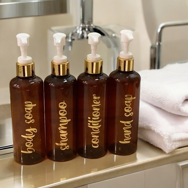 botol coklat 250ml GOLD KECIL aesthetic bottle refill DISPENSER tempat sabun cair pump estetik