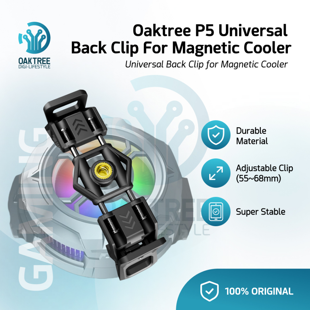 Oaktree P5 Back Clip Universal Jepitan Cooler Pendingin HP Funcooler Fancooler