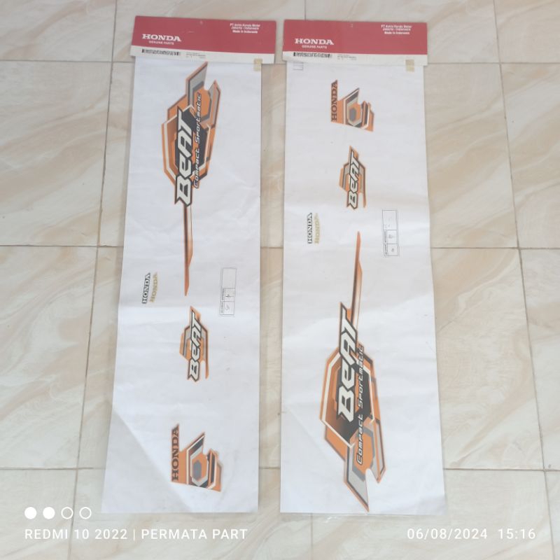 striping stiker graphic beat karbu orange oren 2008 2009 fullset kvy ori original honda AHM