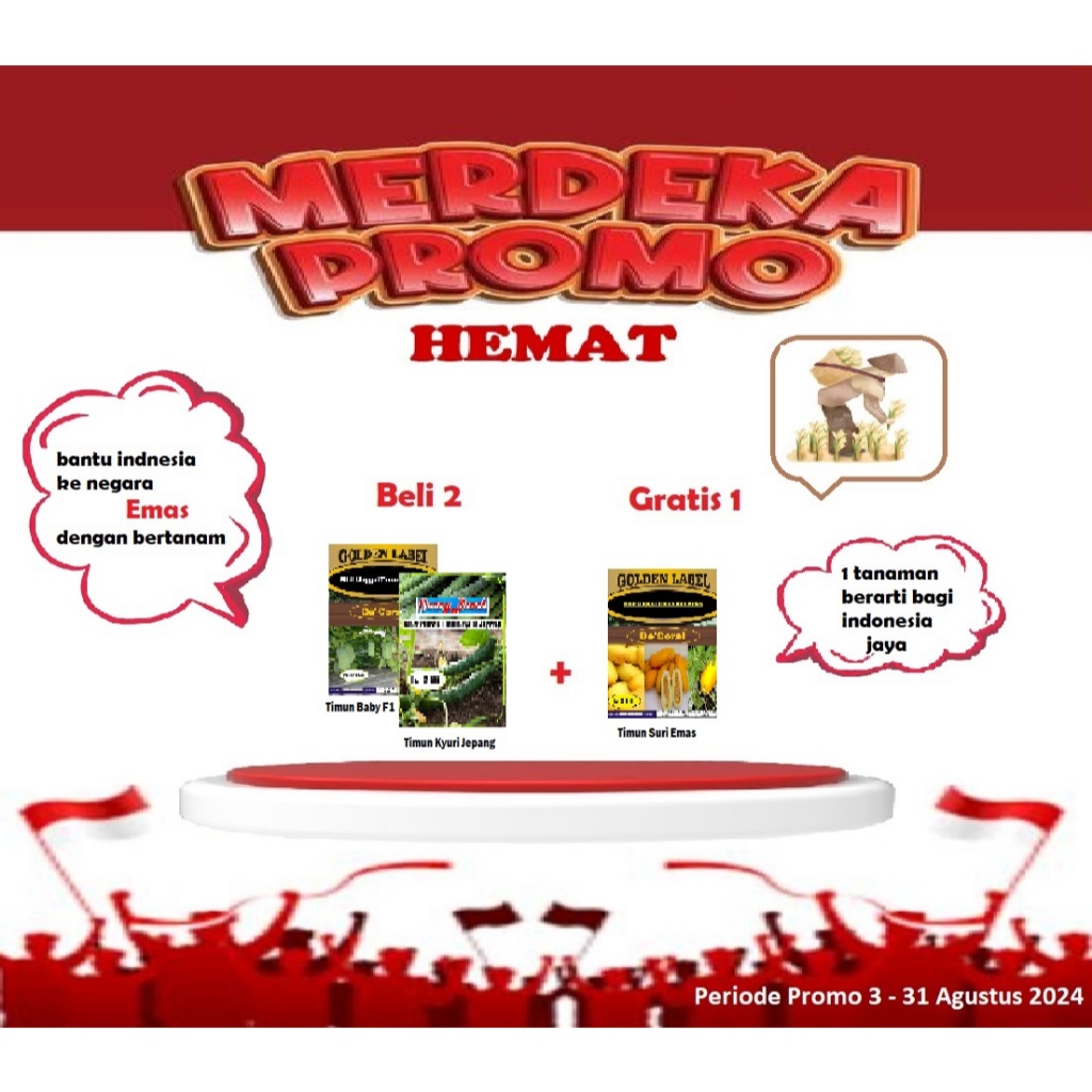 MERDEKA Promo Hemat beli 2 + gratis 1 Bibit Pilihan Timun Baby Mini dan Bibit Pilihan Timun Kyuri Je