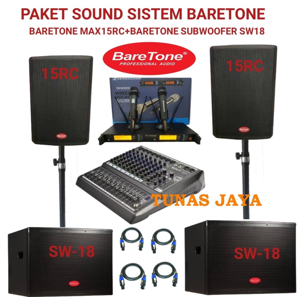 Paket profesional sound system speaker aktif baretone MAX15RC + subwoofer baretone aktif sw18 18inch