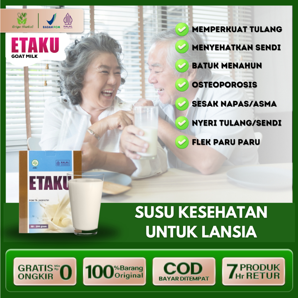 

Susu Untuk Lansia -Memelihara Kesehatan Lansia - Susu Bubuk - Etaku Susu Kambing Etawa Tangerang