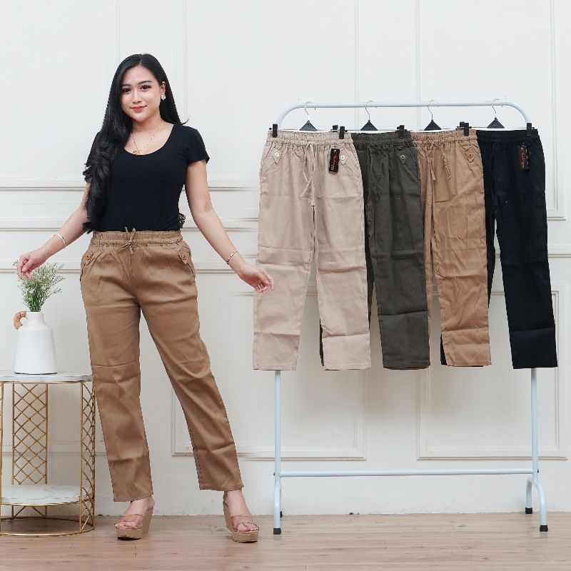 celana panjang wanita/ celana boyfriend twill street
