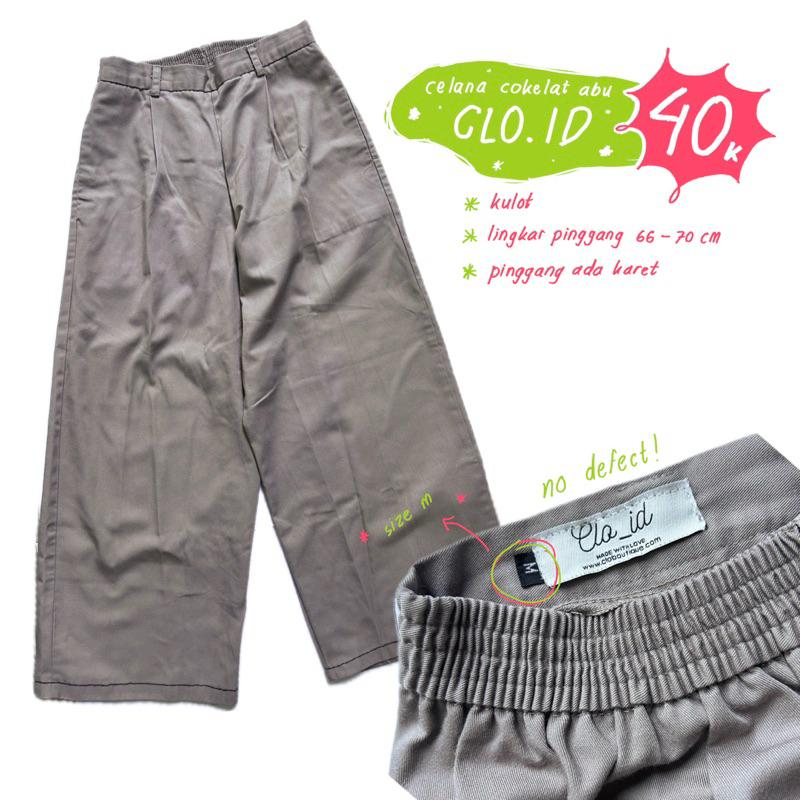 [preloved] celana kulot cokelat abu “Clo.id”