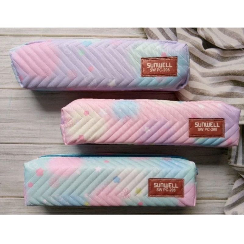 

KIANDAA Tempat Pensil Sunwell Gradasi Pelangi Cute pencil case lucu rainbow pencil bag cases