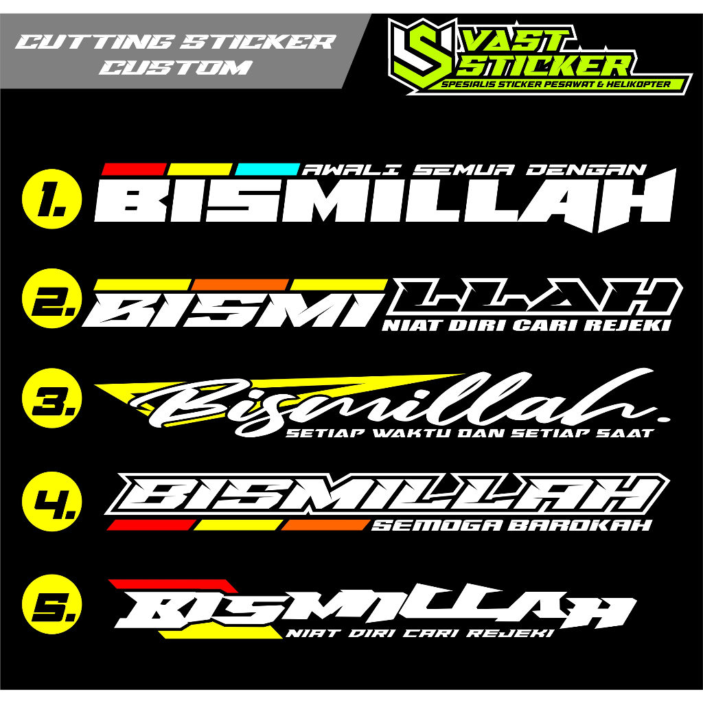 CUSTOM STIKER BISMILLAH / STICKER TULISAN BISMILLAH STIKER KACA MOBIL / PICK UP / TRUK