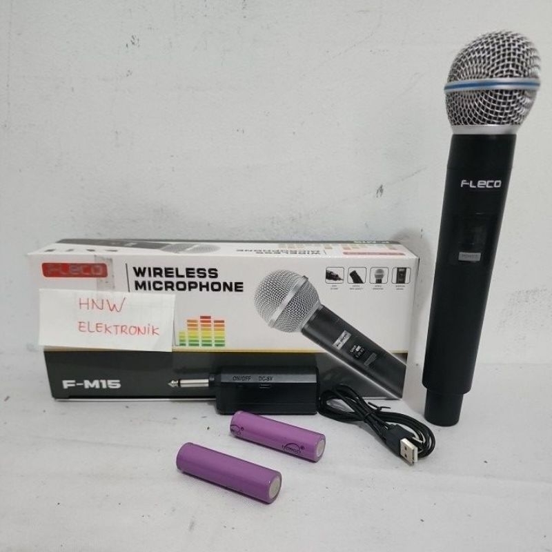 mic wireless tanpa kabel microphone murah FLECO F M15 M 15