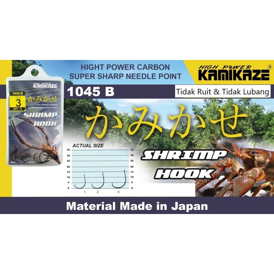 MATA PANCING KAMIKAZE UDANG, SHRIMP HOOK, MATA KAIL UDANG 1045B KAMIKAZE MADE IN JAPAN