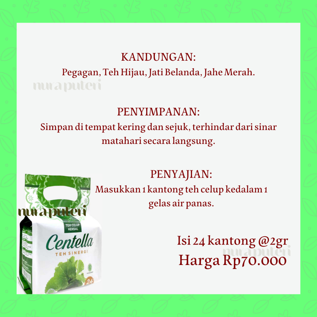 

CENTELLA TEH SINERGI hni hpai - Teh Herbal Pegagan