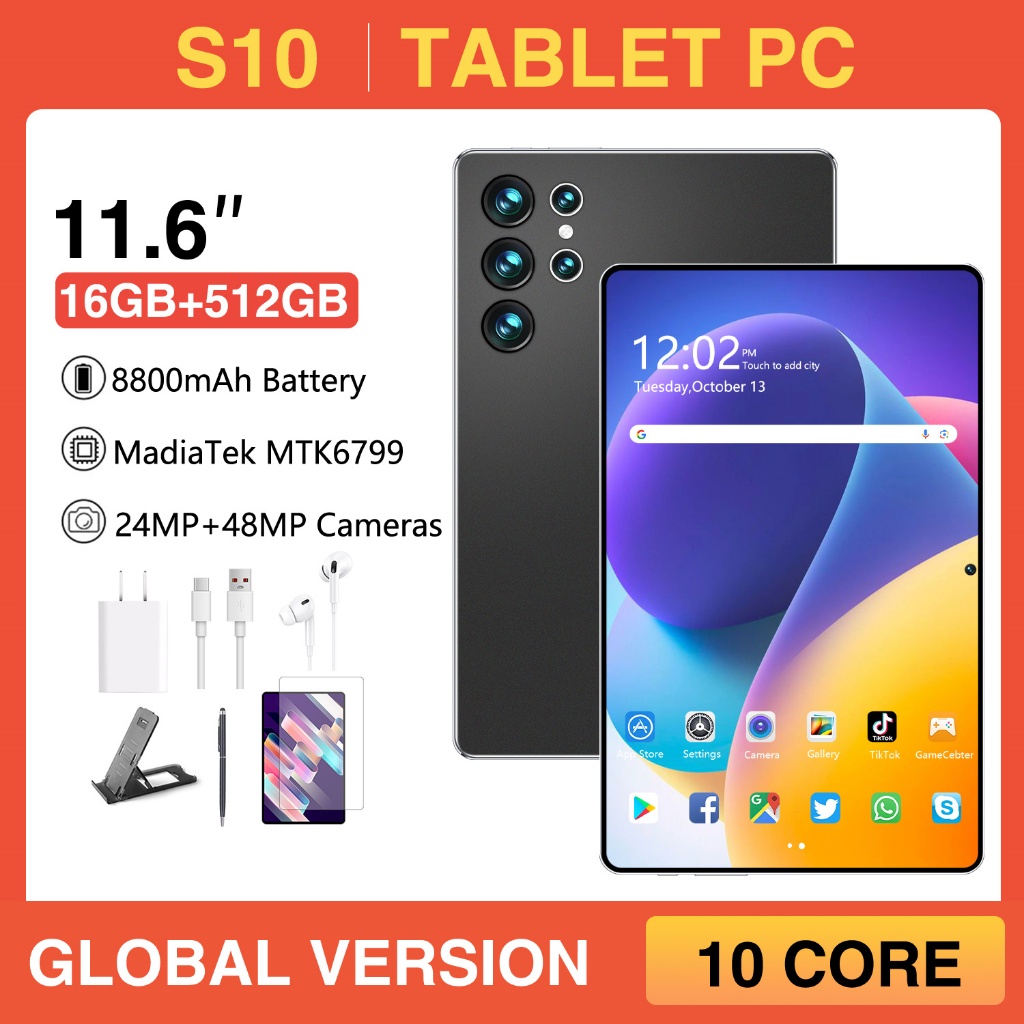 【Produk Resmi】 Tablet Baru Tab S10 11.6 inch 16GB+1024GB HD FulIScreen WiFi 5G Dual SlM Dual Standby