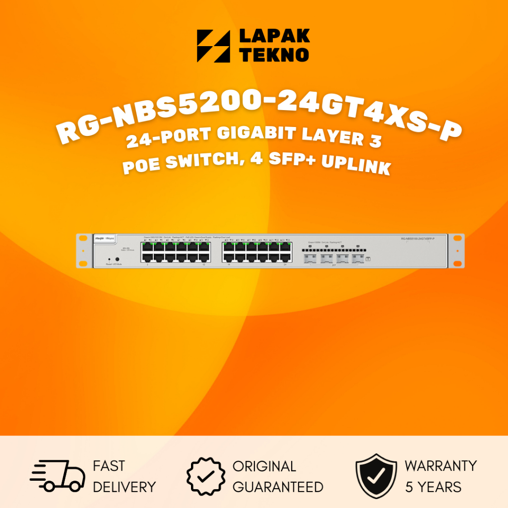 RUIJIE REYEE RG-NBS5200-24GT4XS-P, 24-port Gigabit Layer 3 PoE Switch, 4 SFP+ Uplink