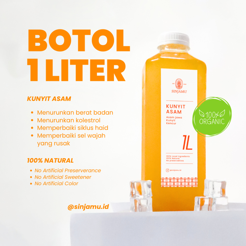 

1 Liter Kunyit Asam Sinjamu - Jamu - Minuman Herbal Tradisional