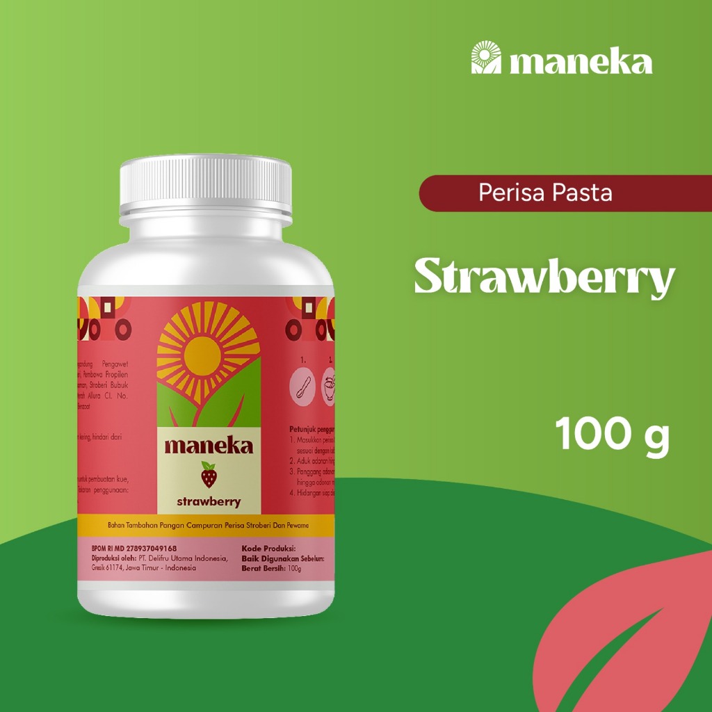 Maneka Perisa Pasta Strawberry - Aroma Perasa & Pewarna Makanan Rasa Stroberi 100 ML