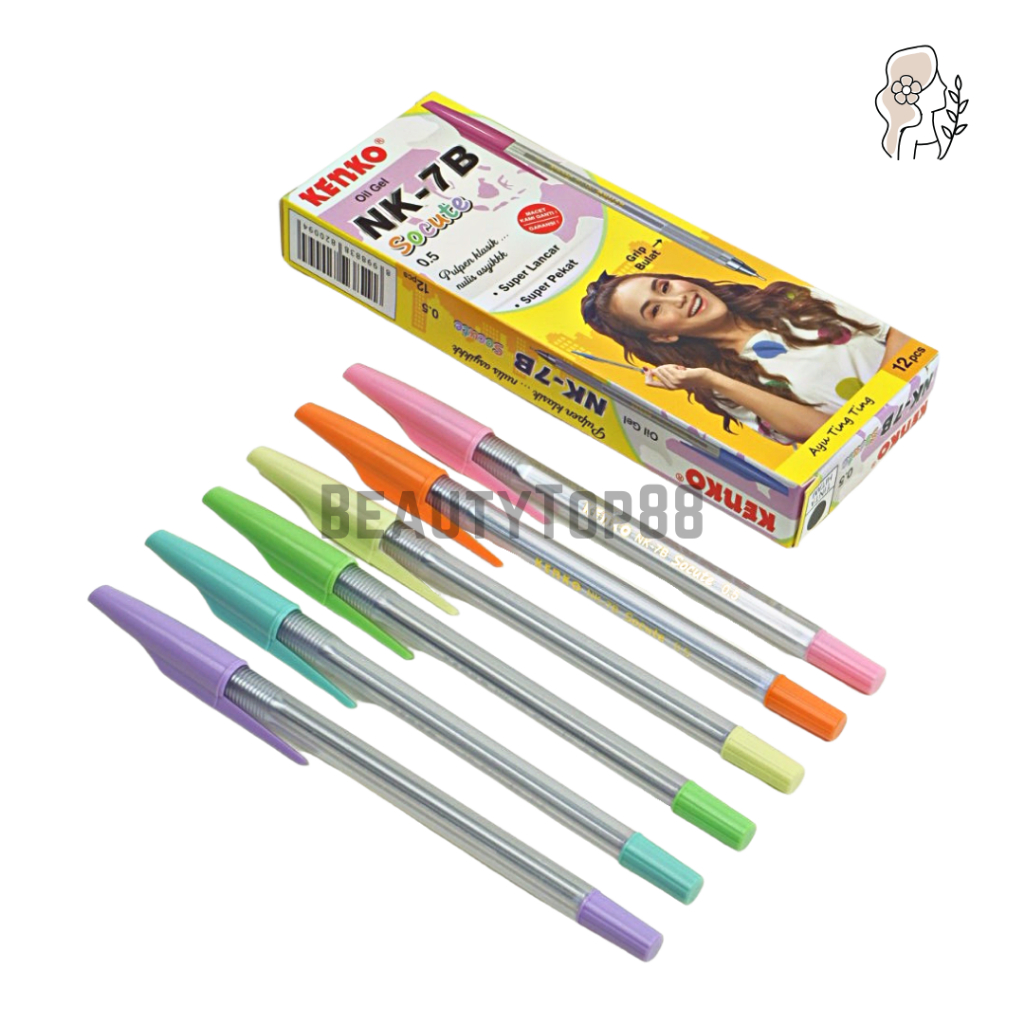 

Pulpen Oil Gel Kenko NK-7B Socute 0.5 mm - Ballpoint Warna Warni - Bolpen Pena Grosir Tinta Hitam isi 12 PCS [PER LUSIN]