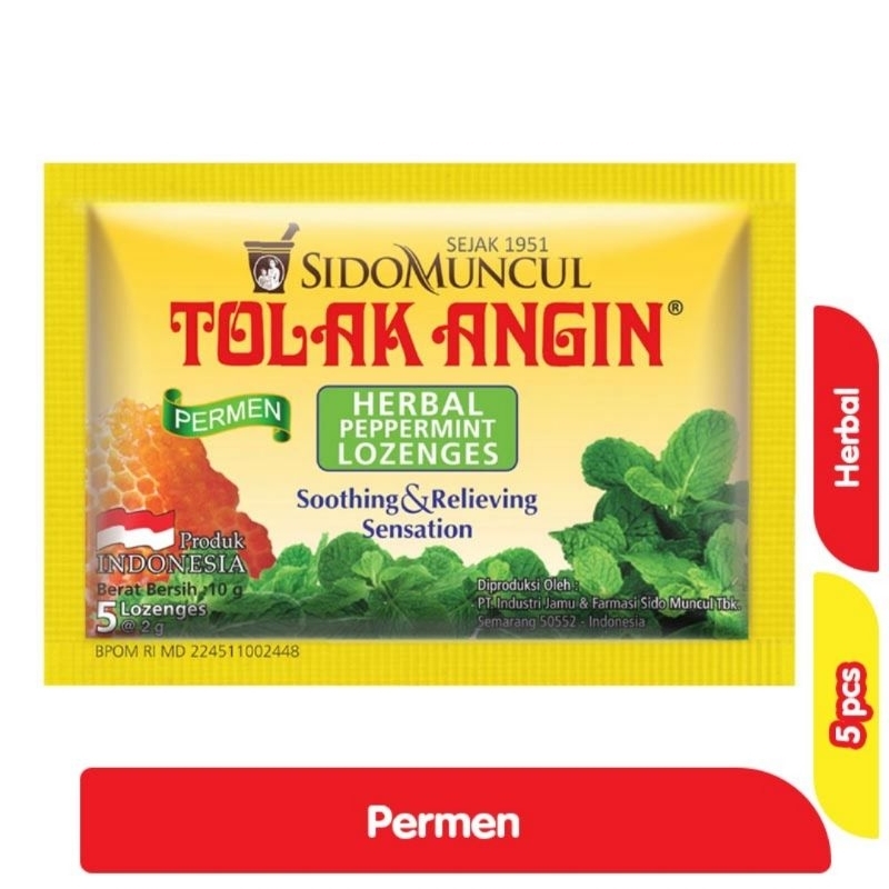 

SidoMuncul Permen Tolak Angin Herbal isi 5 pcs