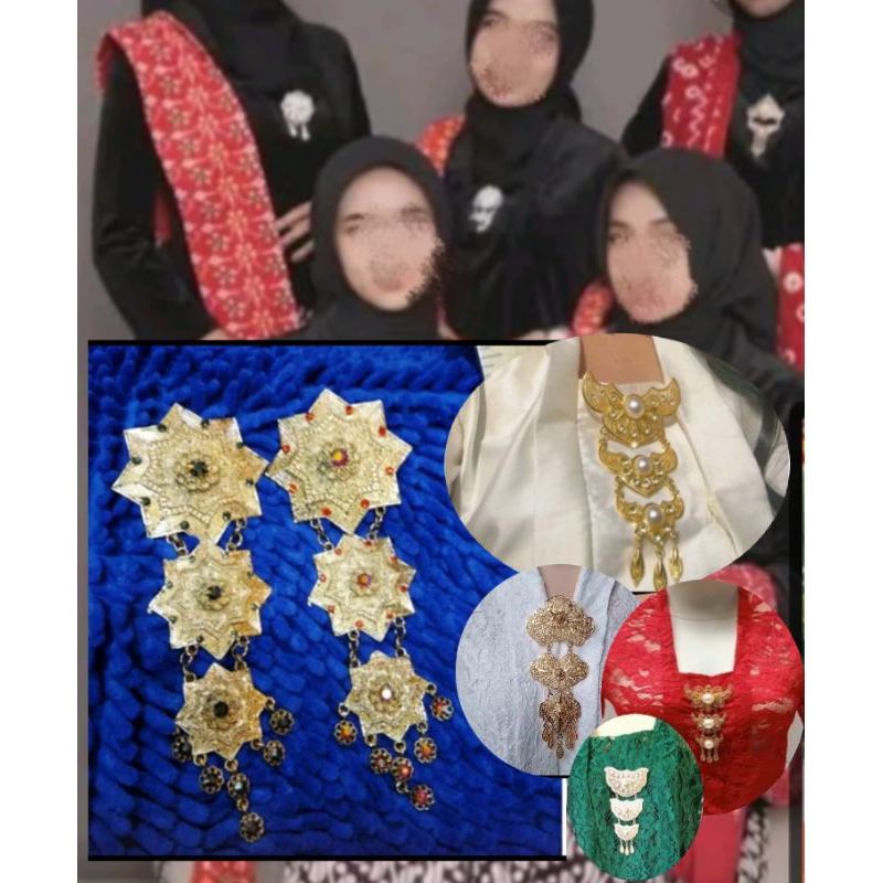 KADO AKSESORIS HIASAN BROSS RANTAI JUNTAI JURAI KUTUBARU TINGKAT SUSUN PANJANG TIGA BUAH ETNIK PREMI