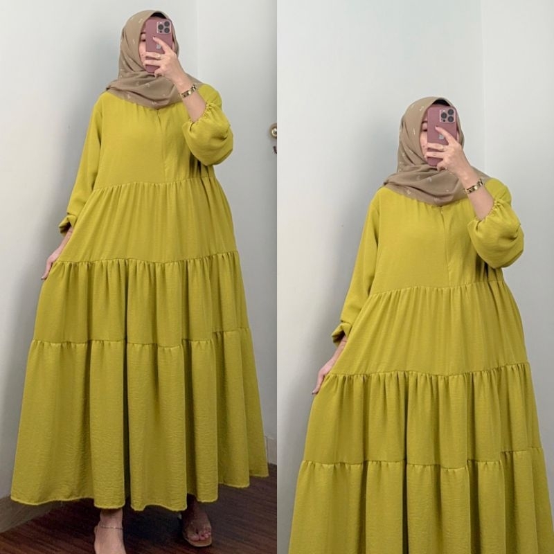 Gamis Aluna - Gamis Wanita Kekinian | Gamis Crinkle Airflow Premium | Gamis Wanita | Gamis Crinkle A