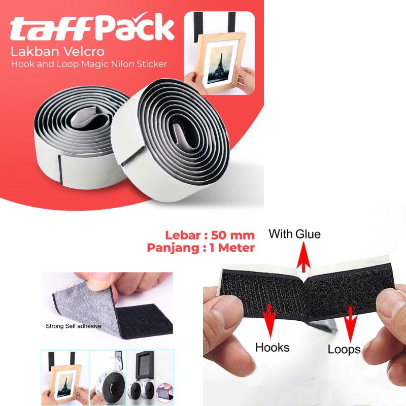 

TaffPACK Lakban Velcro Hook and Loop Magic Nilon Sticker 1M 50mm