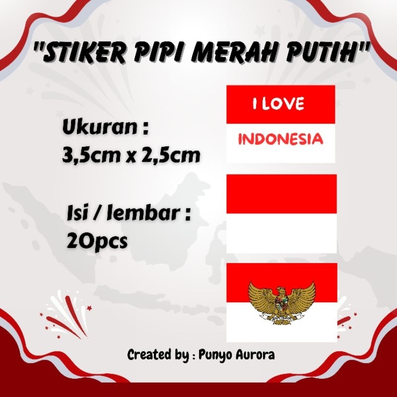 

Stiker bendera merah putih isi 20 lembar | Sticker wajah merah putih | Tempelan pipi bendera | 17 Agustus | Hut RI 79