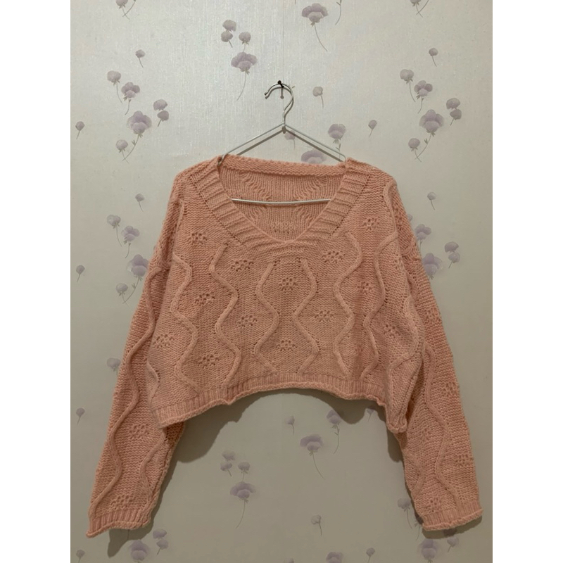 Crop Pink Knitwear Oversized